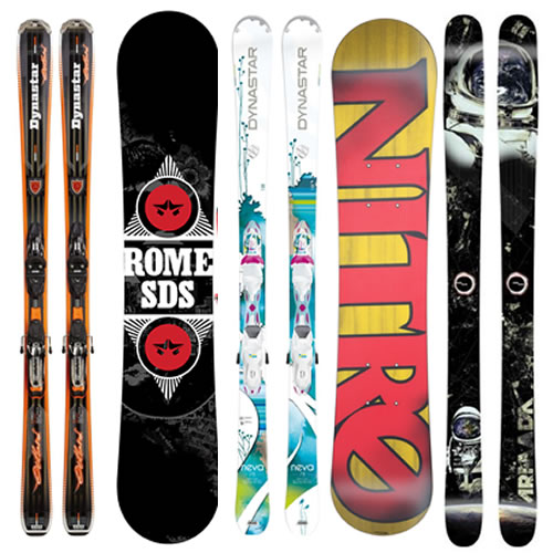 skis and snowboards