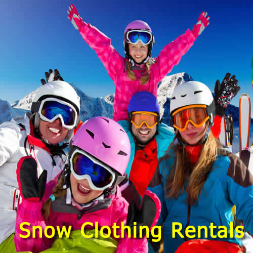 Hire Protective Warm Snow Clothing for Skiing Snowboarding in Snowy Mountains